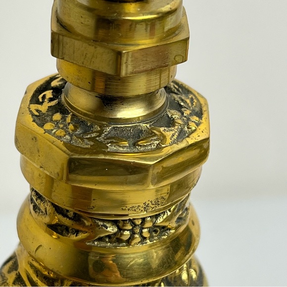 VTG Pair Embroidered Brass Decorative Ornate Separate Hot Cold Sink Faucets - Picture 11 of 16